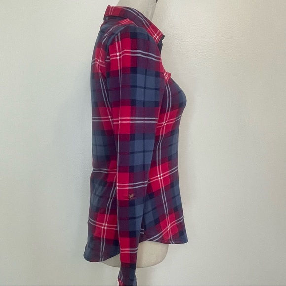 Rue 21 NWT Red Navy Plaid Button Down Shirt. Women's size XS. - Picture 2 of 12